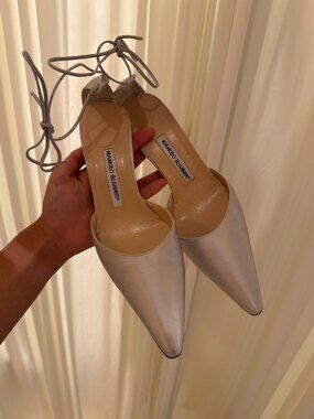 Silver Manolo Blahnik slingback heels